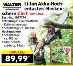 Norma WALTER Li-Ion Akku-Hochentaster/-Heckenschere 2in1 Angebot