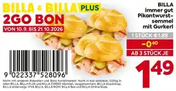 Billa BILLA immer gut Pikantwurstsemmel mit Gurkerl Angebot