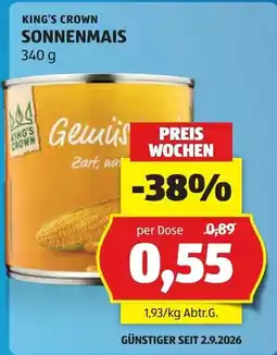 Hofer King's Crown Sonnenmais Angebot