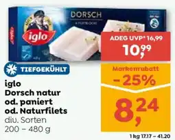 ADEG iglo Dorsch natur od. paniert od. Naturfilets Angebot
