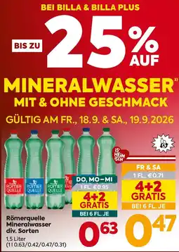 Billa Römerquelle Mineralwasser Angebot