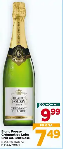 Billa Blanc Foussy Crémant de Loire Brut od. Brut Rosé Angebot