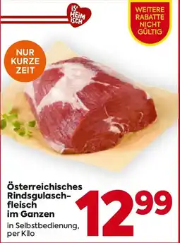 Billa Österreichisches Rindsgulaschfleisch im Ganzen Angebot