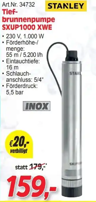 Stanley Tiefbrunnenpumpe SXUP1000 XWE