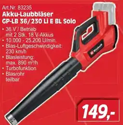 Zgonc Akku-Laubbläser GP-LB 36/230 Li E BL Solo Angebot
