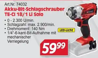 Zgonc Akku-Bit-Schlagschrauber TE-CI 18/1 Li Solo Angebot