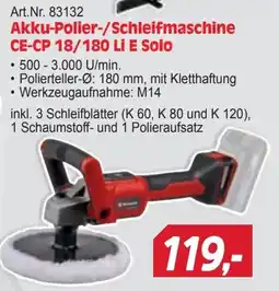 Zgonc Akku-Polier-/Schleifmaschine CE-CP 18/180 Li E Solo Angebot