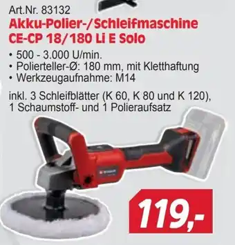 Zgonc Akku-Polier-/Schleifmaschine CE-CP 18/180 Li E Solo Angebot