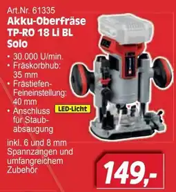 Zgonc Akku-Oberfräse TP-RO 18 Li BL Solo Angebot