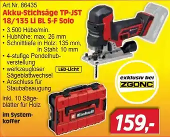 Zgonc Akku-Stichsäge TP-JST 18/135 Li BL S-F Solo Angebot