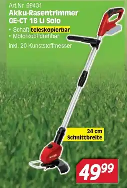 Zgonc Akku-Rasentrimmer GE-CT 18 Li Solo Angebot