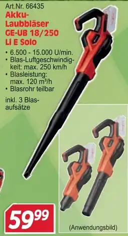 Zgonc Akku-Laubbläser GE-UB 18/250 Li E Solo Angebot