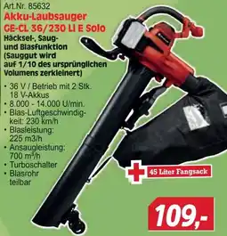 Zgonc Akku-Laubsauger GE-CL 36/230 Li E Solo Angebot