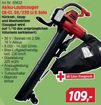 Zgonc Akku-Laubsauger GE-CL 36/230 Li E Solo Angebot