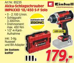 Zgonc Einhell Akku-Schlagschrauber IMPAXXO 18/450 S-F Solo Angebot