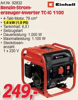 Zgonc Benzin-Stromerzeuger-Inverter TC-IG 1100 Einhell Angebot
