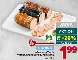 Billa Fair zum Tier! Wiener, Krakauer od. Polnische Angebot
