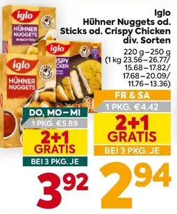Billa Iglo Hühner Nuggets od. Sticks od. Crispy Chicken Angebot
