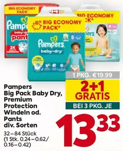 Billa Pampers Big Pack Baby Dry, Premium Protection Windeln od. Pants Angebot