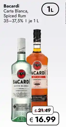 Travel FREE Bacardi Carta Blanca, Spiced Rum Angebot