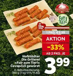 Billa Hofstädter Die Grillerei Fair zum Tier! Ćevapčići gewürzt Angebot