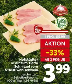 Billa Hofstädter Fair zum Tier! Schnitzel vom STROHwohlschwein Angebot