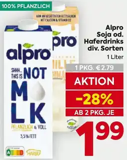 Billa Alpro Soja od. Haferdrinks Angebot
