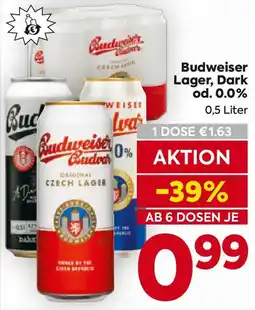 Billa Budweiser Lager, Dark od. 0.0% Angebot