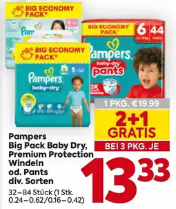 Billa Pampers Big Pack Baby Dry, Premium Protection Windeln od. Pants Angebot