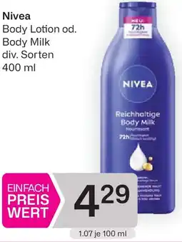 Bipa Nivea Body Lotion od. Body Milk Angebot