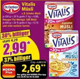 Norma Dr.Oetker Vitalis Müsli Angebot