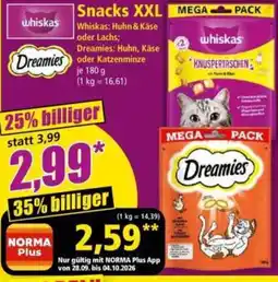 Norma Whiskas Dreamies Snacks XXL Angebot