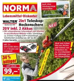 Norma WALTER 2in1 Teleskop Heckenschere 20V inkl. 2 Akkus Angebot