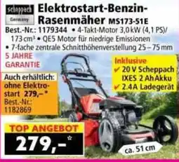 Norma Scheppach Elektrostart-Benzin-Rasenmäher MS173-51E Angebot
