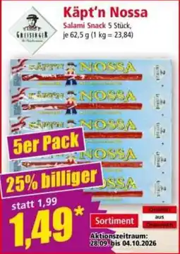 Norma Käpt'n Nossa Salami Snack Angebot