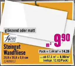 Hornbach form & style Steingut Wandfliese Angebot