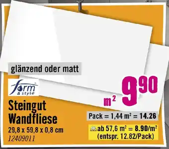 Hornbach form & style Steingut Wandfliese Angebot