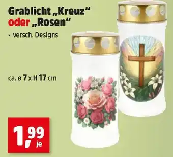 Grablicht "Kreuz" oder "Rosen"