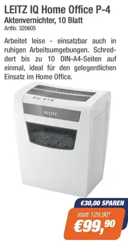 e-tec LEITZ IQ Home Office P-4 Aktenvernichter Angebot