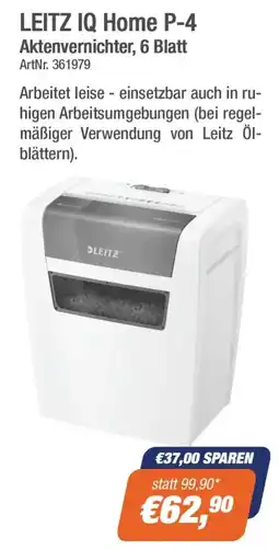 e-tec LEITZ IQ Home P-4 Aktenvernichter Angebot
