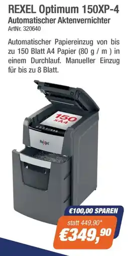 e-tec REXEL Optimum 150XP-4 Automatischer Aktenvernichter Angebot