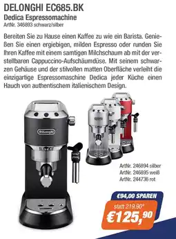 e-tec Delonghi Dedica Espressomachine Angebot