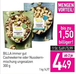 Sutterlüty BILLA immer gut Cashewkerne oder Nusskern-mischung ungesalzen Angebot