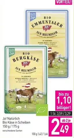 Sutterlüty Ja! Natürliche Bio Käse in Scheiben Angebot