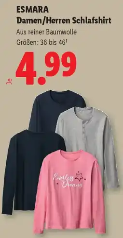 Lidl ESMARA Damen/Herren Schlafshirt Angebot