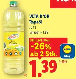 Lidl Vita D'or Rapsöl Angebot