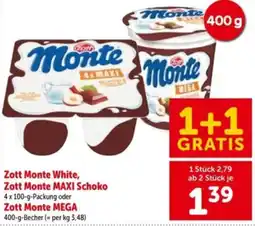 Interspar Zott Monte White, Zott Monte MAXI Schoko Angebot