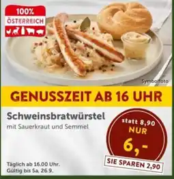 Interspar Schweinsbratwürstel mit Sauerkraut und Semmel Angebot
