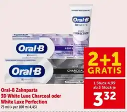 Interspar Oral-B Zahnpasta 3D White Luxe Charcoal oder White Luxe Perfection Angebot