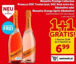 Interspar Mionetto Prosecco DOC Treviso brut, DOC Rosé extra dry, Alkoholfrei oder Mionetto Orange Spritz Alkoholfrei Angebot